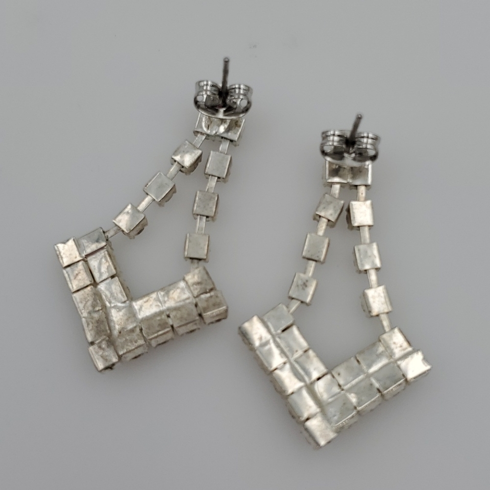 Diamond Pattern Clear Rhinestone Earrings - image 5